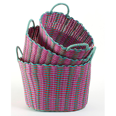 3 Utility Storage Baskets Pink Aqua Ecp Design
